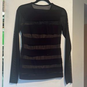 Bailey 44 black sheer long sleeve top with nude lining. Size M